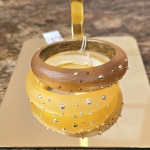 Studded Bangle Set NWT Yellow & Brown Statement Bracelets